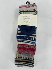 Sun + Stone Mens 4 Pack Red Striped Crew Socks Osfa Reg