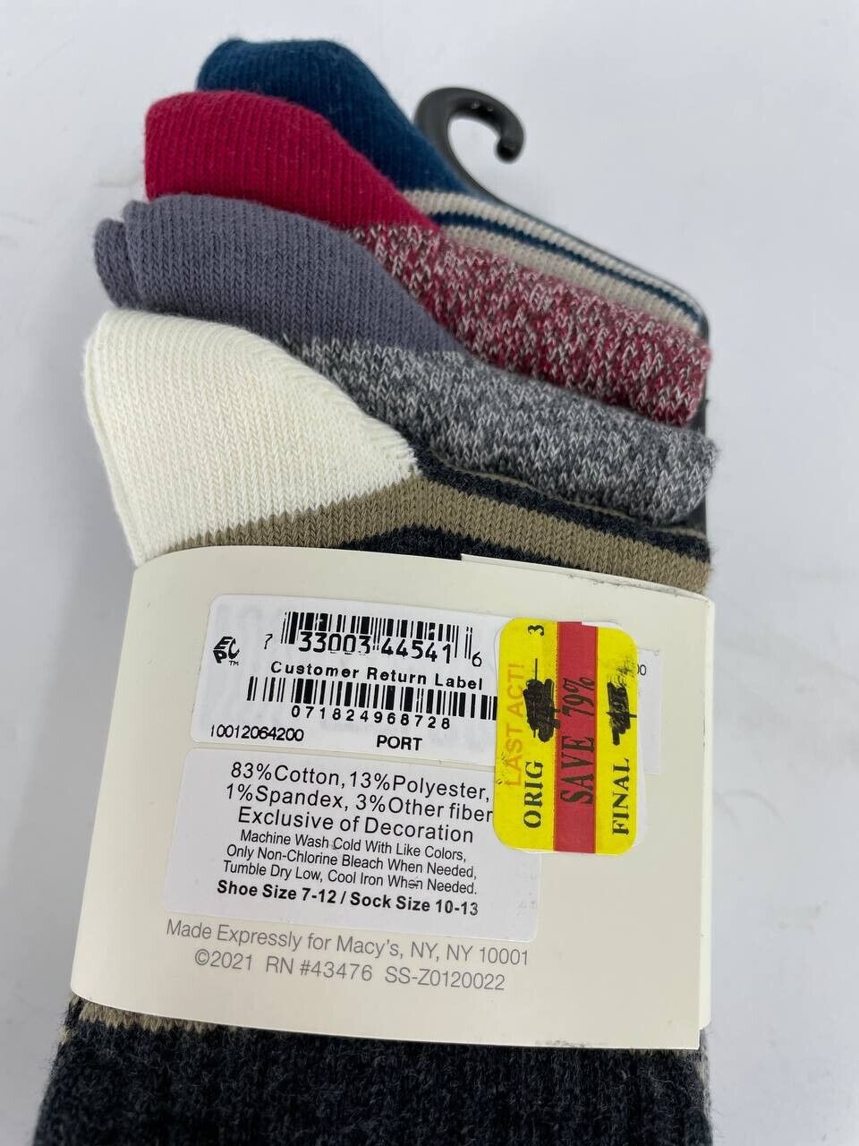 Sun + Stone Mens 4 Pack Red Striped Crew Socks Osfa Reg