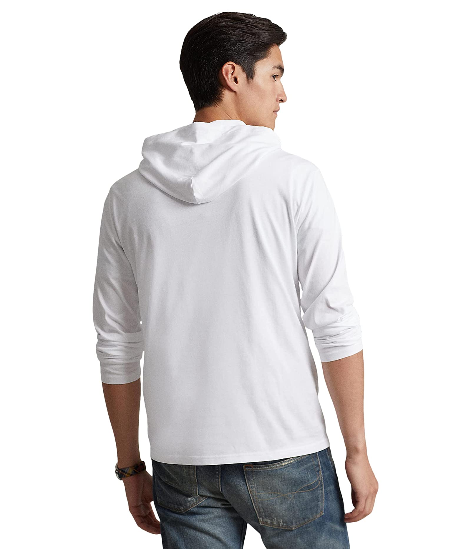 Polo Ralph Lauren Mens Logo Jersey Hooded Long Sleeve T Shirt White XL