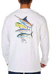 Guy Harvey Mens Long Sleeve Graphic Crewneck T Shirt White Large