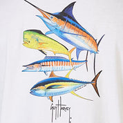 Guy Harvey Mens Long Sleeve Graphic Crewneck T Shirt White Large