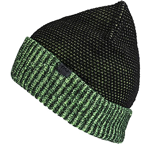 Kenneth Cole Men's Warm Winter Reversible Beanie Hat Black/Green One Size Fits All