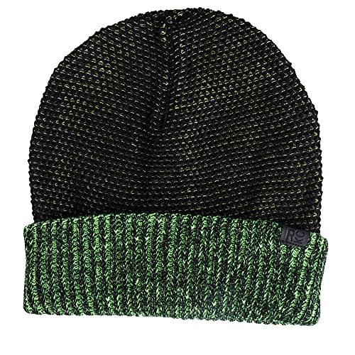 Kenneth Cole Men's Warm Winter Reversible Beanie Hat Black/Green One Size Fits All