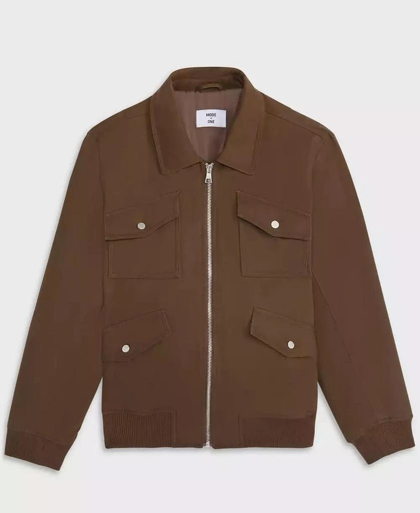 Mode of One Mens Bomber Jacket Coat XL Brown Solid