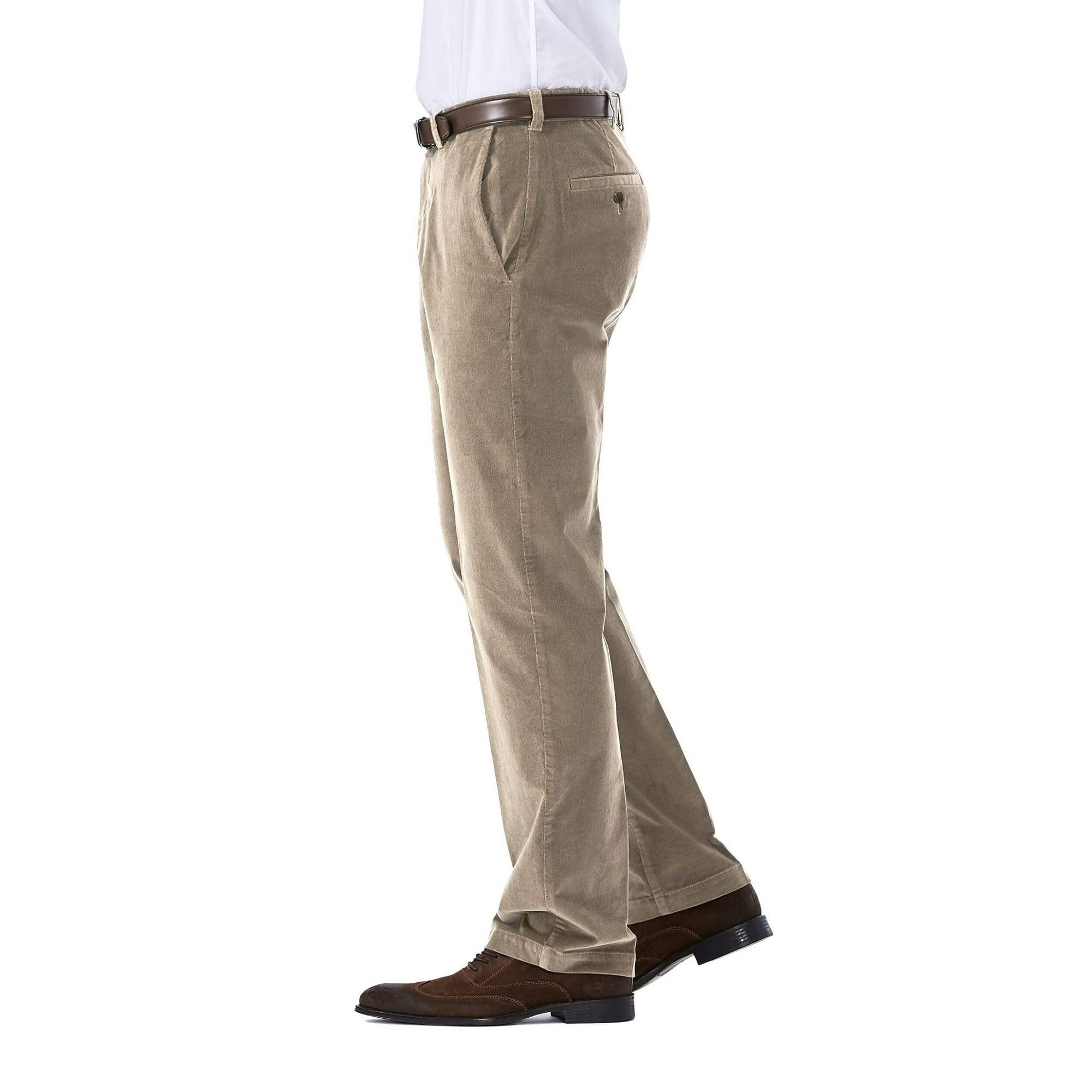 Haggar Mens Classic fit Dress Corduroy Pants 42 / 29 Beige Solid