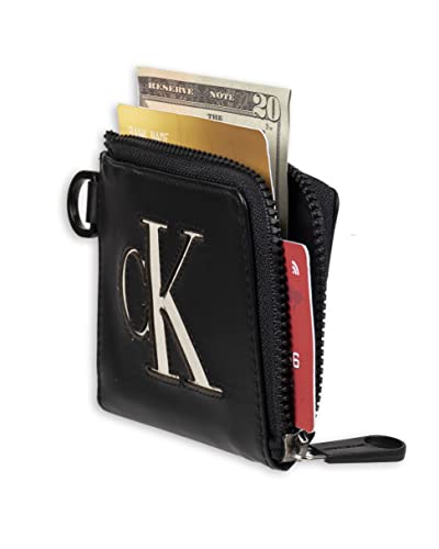 Calvin Klein Men's RFID Half Zip Around Card Case Wallet Black