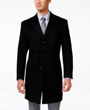 Kenneth Cole Mens Slim fit Overcoat Coat 36 S Black Solid