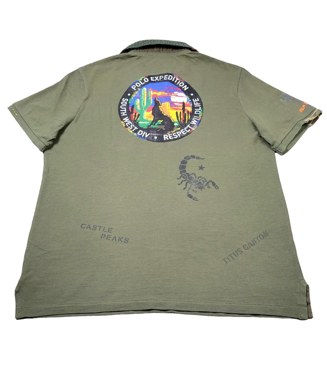 Ralph Lauren Polo Shirt Mesh Large Mens Camo South West Expedition Green