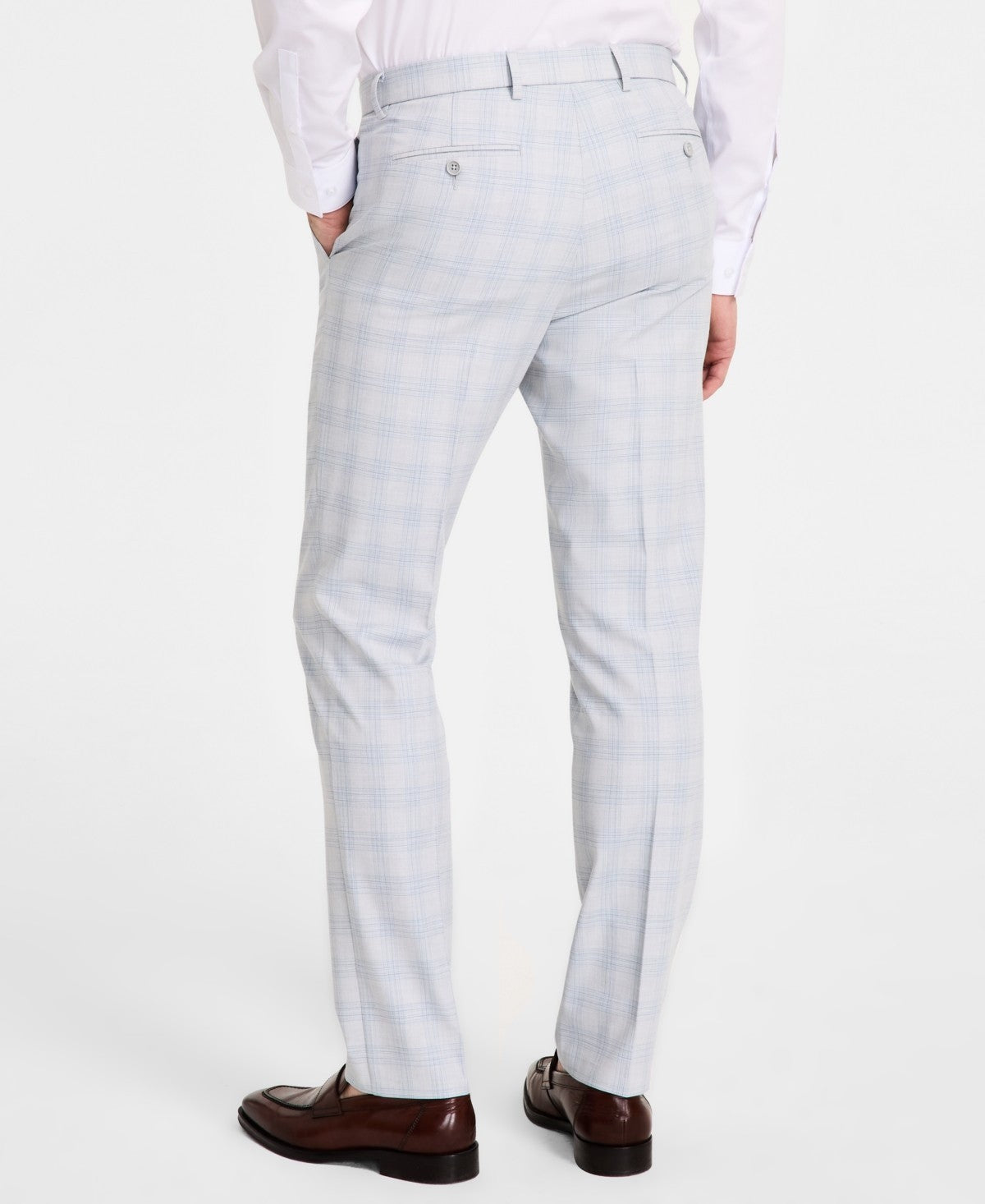 Tommy Hilfiger Mens Modern fit Dress Pants 40 / 29 Light Grey Plaid