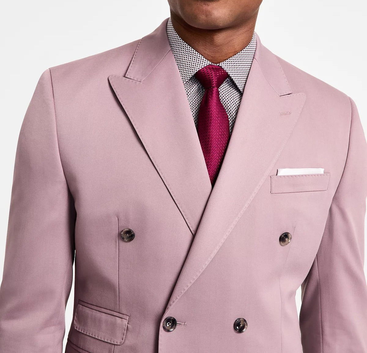 Tayion Mens Classic fit Double Breasted Suit Jacket Blazer 52 R Purple Solid