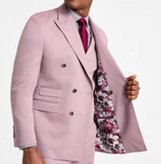 Tayion Mens Classic fit Double Breasted Suit Jacket Blazer 52 R Purple Solid