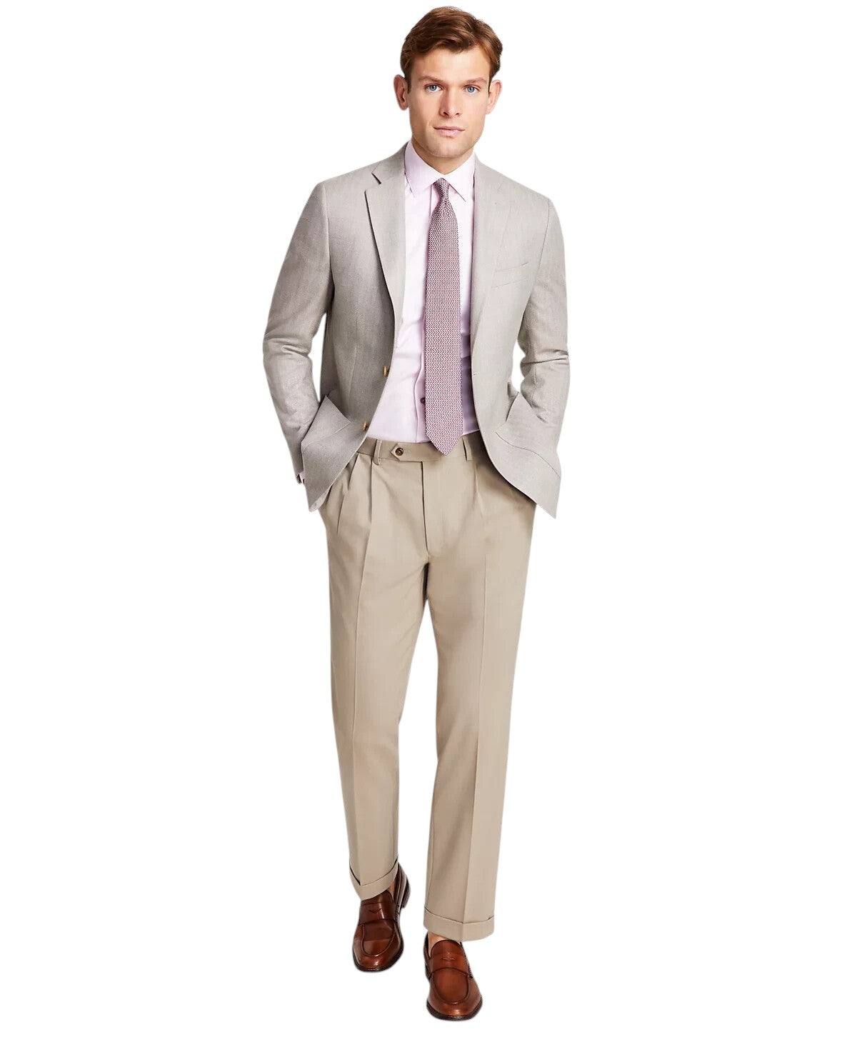 Michael Kors Mens Classic fit Sport Coat Blazer 44 L Oatmeal Herringbone