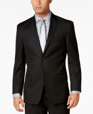 Sean John Mens Classic fit Suit Jacket Blazer 50 L Black Solid
