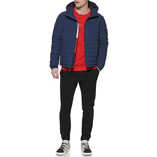 Tommy Hilfiger Mens Quilted Hooded Jacket Coat Midnight Blue Small