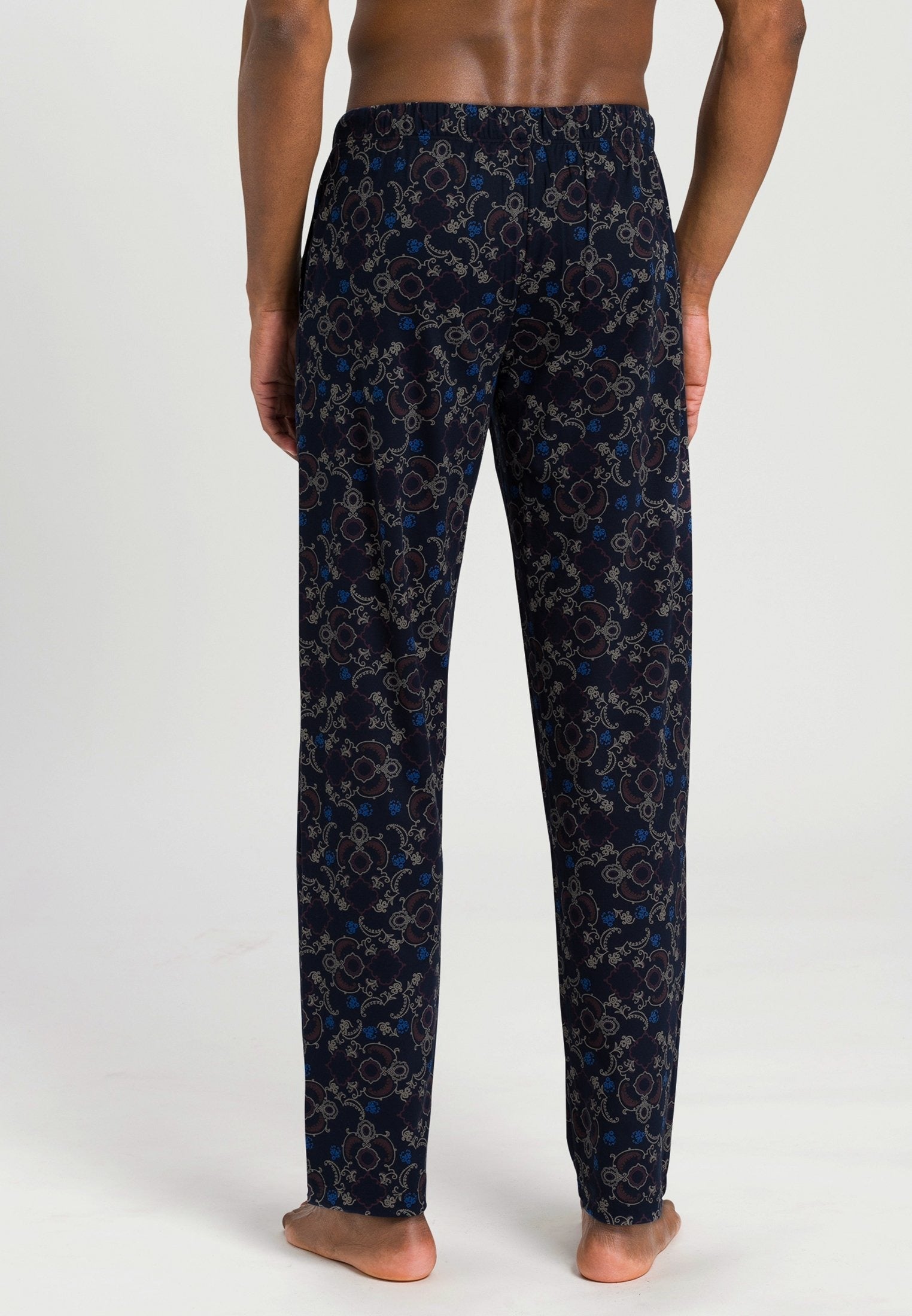 Hanro Mens Relaxed Fit Knit Lounge Pajama Pants Blue Multi Large