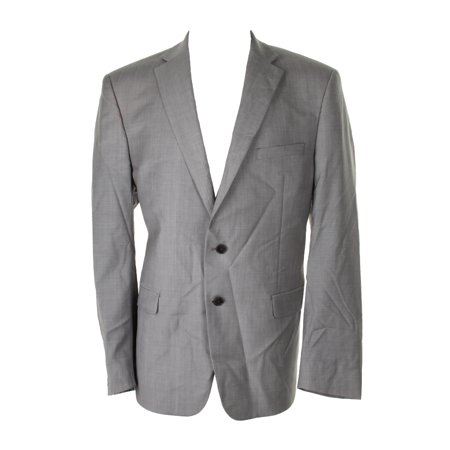 Calvin Klein Mens Slim fit Suit Jacket Blazer 46 R Light Grey Solid Stretch