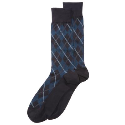 Perry Ellis Portfolio Men's Printed Crew Dress Socks Navy Blue One Size