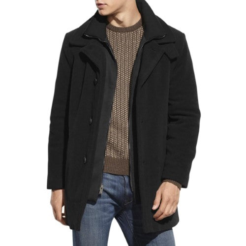 CALVIN KLEIN Men Coleman Wool-Blend Overcoat Coat 42S Black