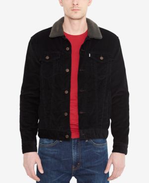 Levis Mens Sherpa Denim Jean Jacket Duvall Black XXL 2XL