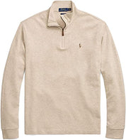 Polo Ralph Lauren Mens Half Zip French Rib Cotton Sweater Beige Large