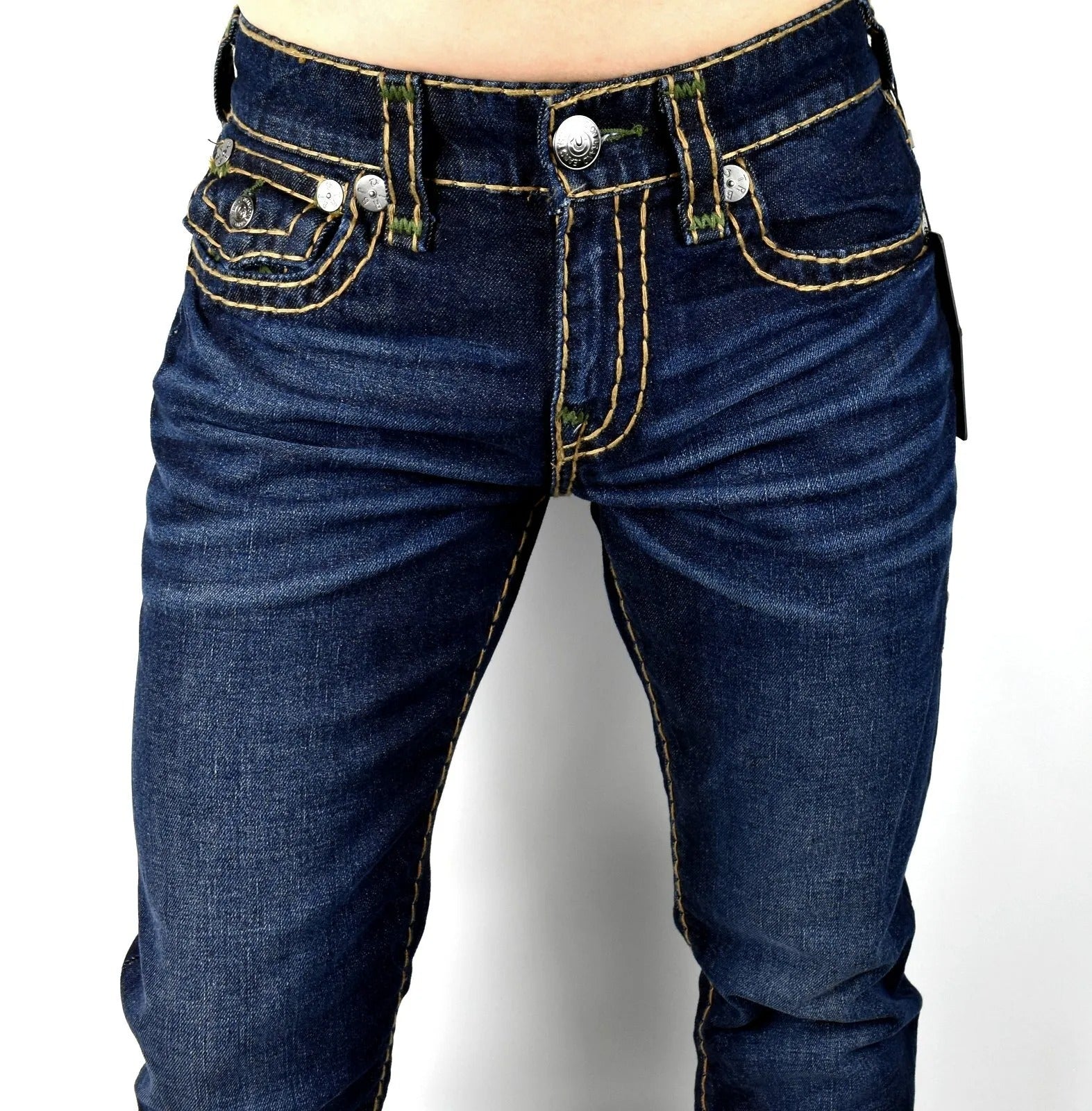True Religion Men's Flap Ricky Super T Straight Denim Jeans Size 38 Blue