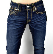 True Religion Men's Flap Ricky Super T Straight Denim Jeans Size 38 Blue