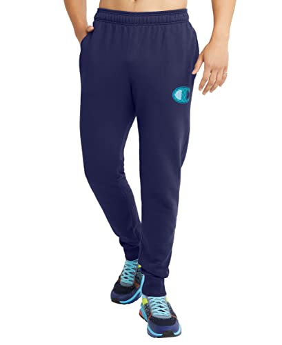 Champion Men's Powerblend Fleece Logo Jogger Sweatpants Navy Blue Medium