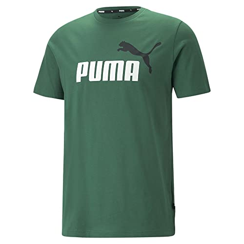 Puma Men's Essential Logo Short Sleeve T Shirt Green White Black Large