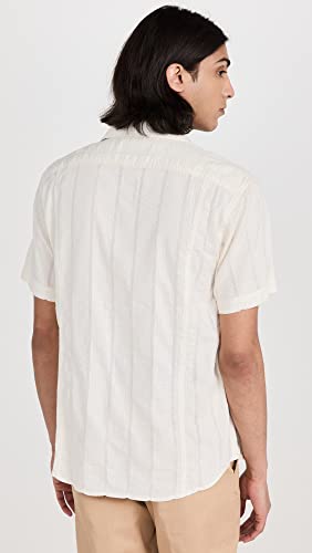 Corridor Mens Seersucker Short Sleeve Camp Button Shirt Small White