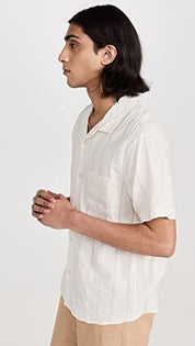 Corridor Mens Seersucker Short Sleeve Camp Button Shirt Small White