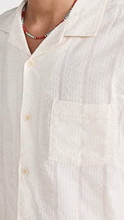 Corridor Mens Seersucker Short Sleeve Camp Button Shirt Small White