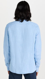 Hugo Boss Mens Ronan Slim Fit Chambray Button Up Shirt Large Blue