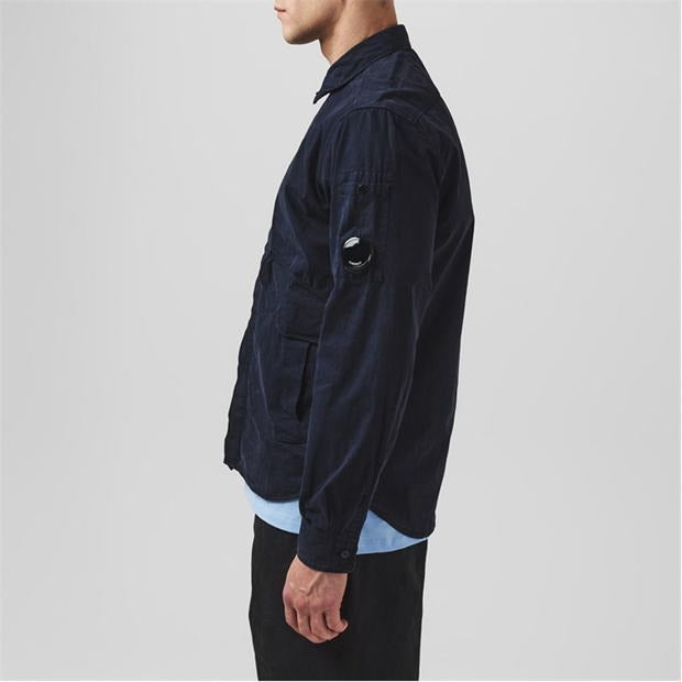 Cp Company Mens Regular fit Long Sleeve Button-Up Shirt 2XL Dark Navy Blue Solid