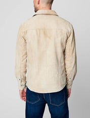 Blanknyc Mens Suede Leather Shirt Jacket Shacket Medium Beige Tan
