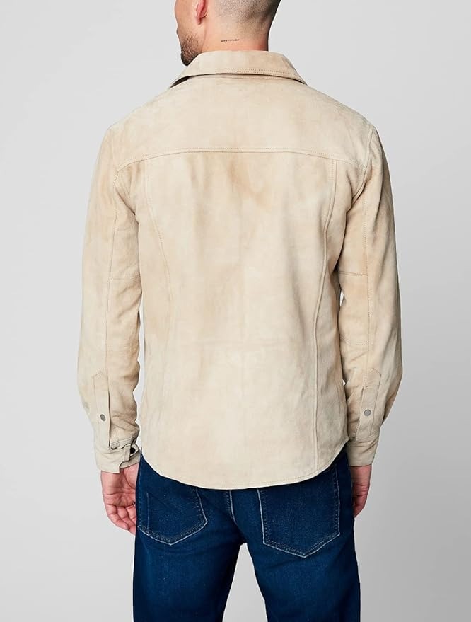 Blanknyc Mens Suede Leather Shirt Jacket Shacket Medium Beige Tan