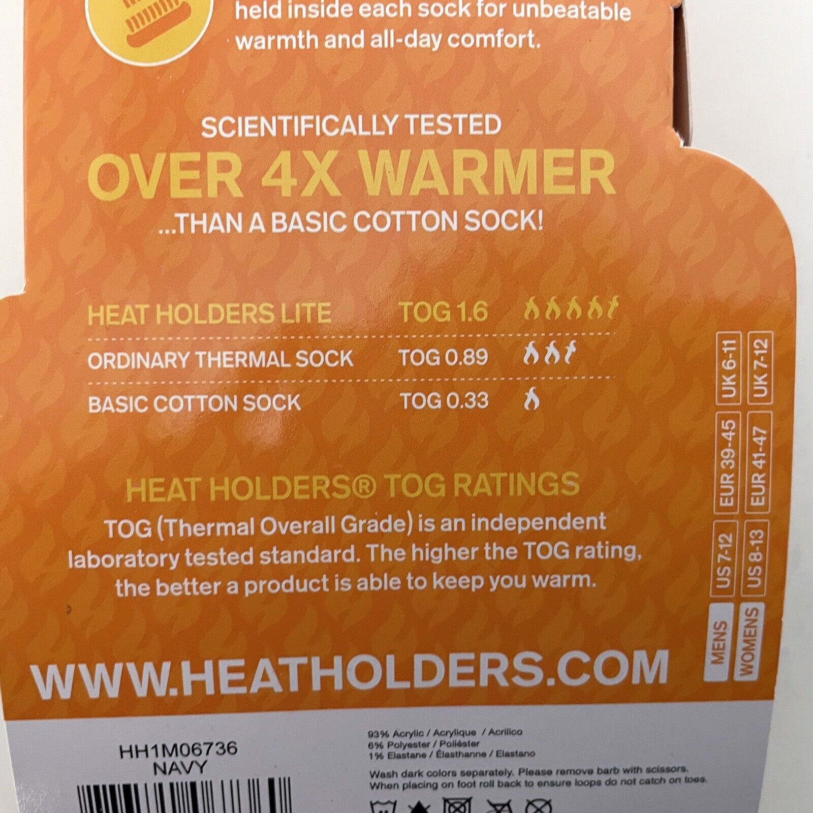 Heat Holders Navy Lite Thermal Socks Mens Navy Blue 7 - 12 / 1 Pair
