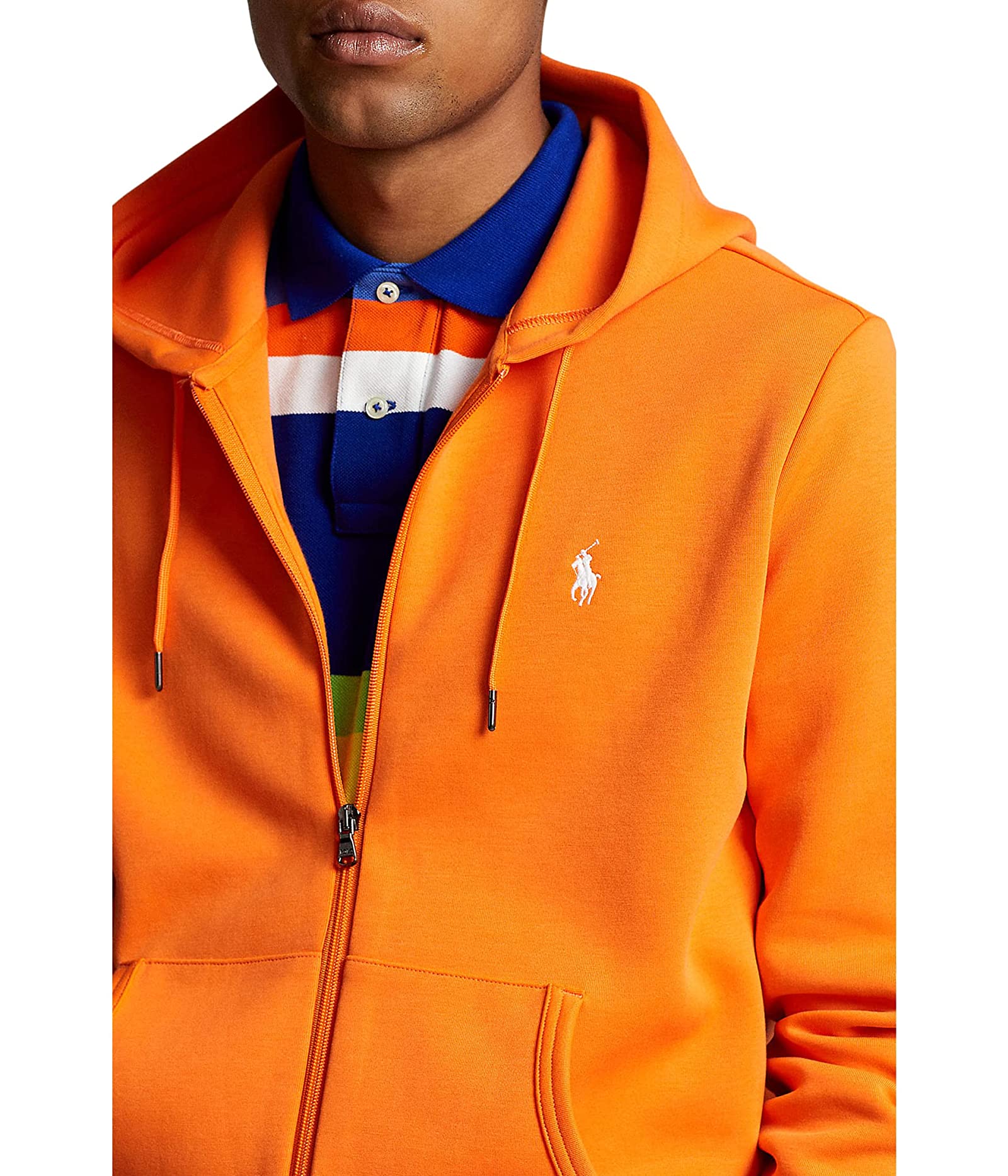 Polo Ralph Lauren Men's Double-Knit Full-Zip Hoodie Sweatshirt XL Resort Orange
