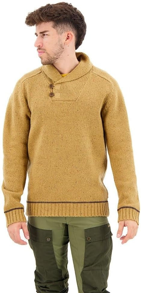 Fjallraven Men's Lada Wool Shawl Neck Sweater Small Buckwheat Brown