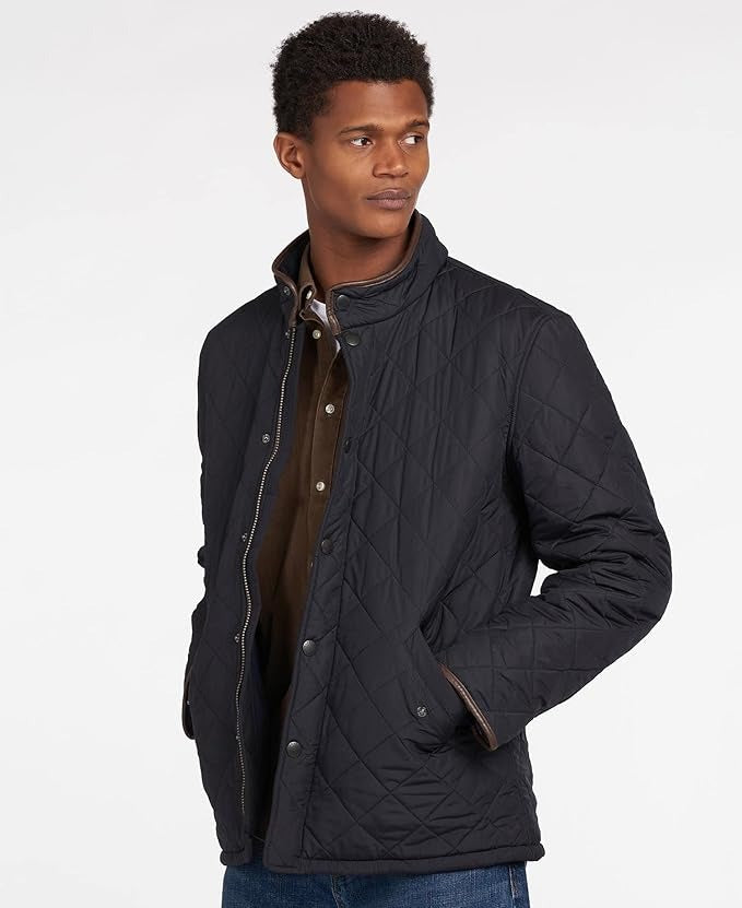 Barbour Mens Powell Navy Blue Quilted Jacket Size Large