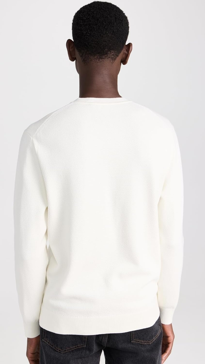 Theory Mens Regular fit Long Sleeve Crewneck Sweater Large Crew Neck Beige Solid