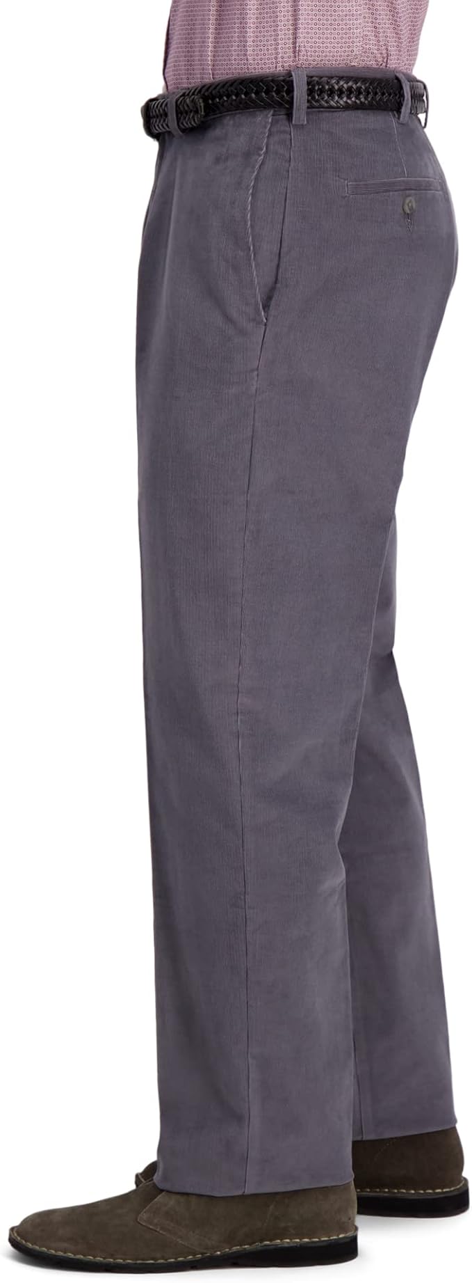 Haggar Mens Classic fit Dress Corduroy Pants 42 / 32 Mid Grey Solid