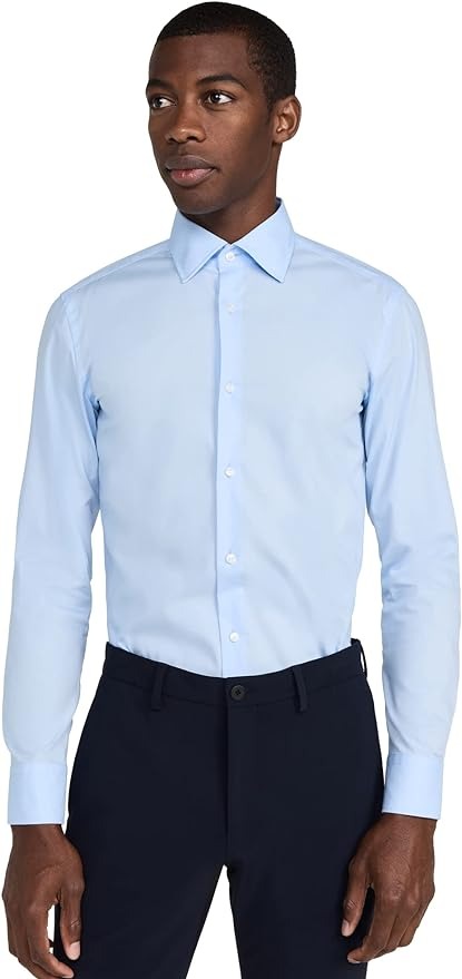 Hugo Boss Mens Slim fit Hank Kent Button-Up Dress Shirt 15 Blue