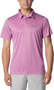 Columbia Mens Regular fit Short Sleeve Polo Shirt Small Purple Moisture Wicking