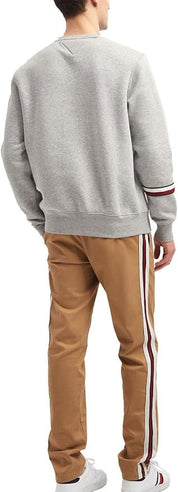 Tommy Hilfiger Mens New Global Stripe Crewneck Sweatshirt Large Grey