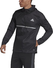 Adidas Men's Track Jacket Coat Medium Black Hooded Solid