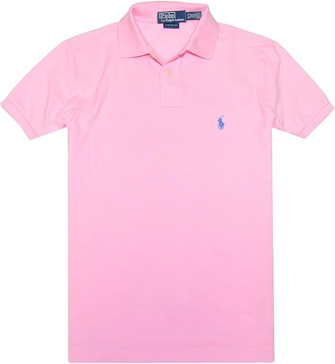 Polo Ralph Lauren Men Custom Fit Mesh Pony Logo Polo Shirt Medium Pink Carmel