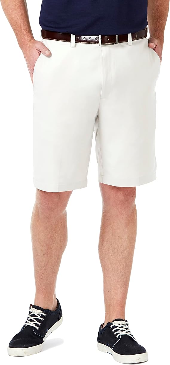 Haggar Mens Classic fit Casual Shorts 42 White Solid