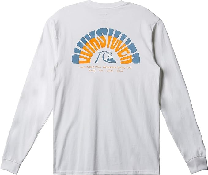 Quiksilver Mens Cotton Graphic Long Sleeve T Shirt White XXL 2XL