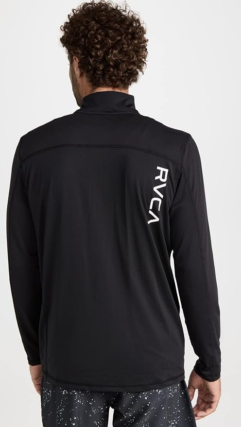 RVCA Recycled Polyester Blend Quarter Zip Pullover Jacket Black Size Small