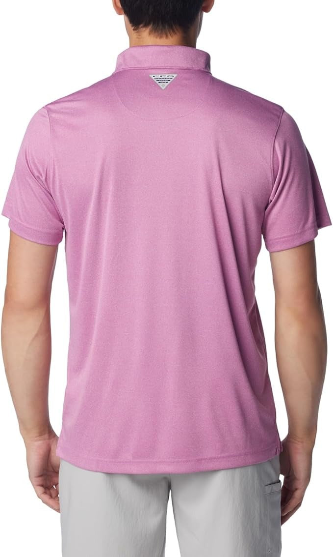 Columbia Mens Regular fit Short Sleeve Polo Shirt Large Purple Moisture Wicking
